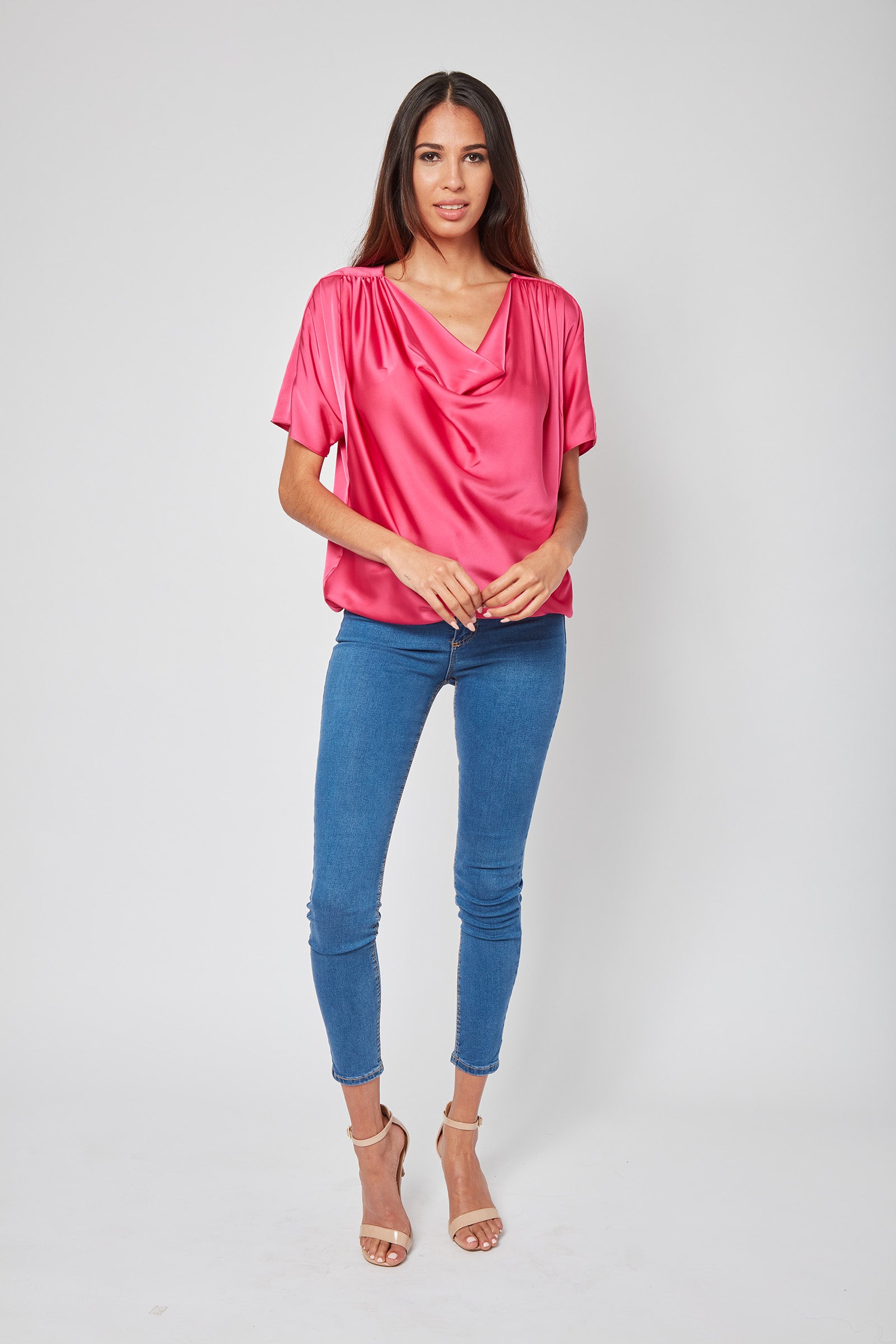 A.L.C. Sophie Silk sale Drape Blouse in Carnation