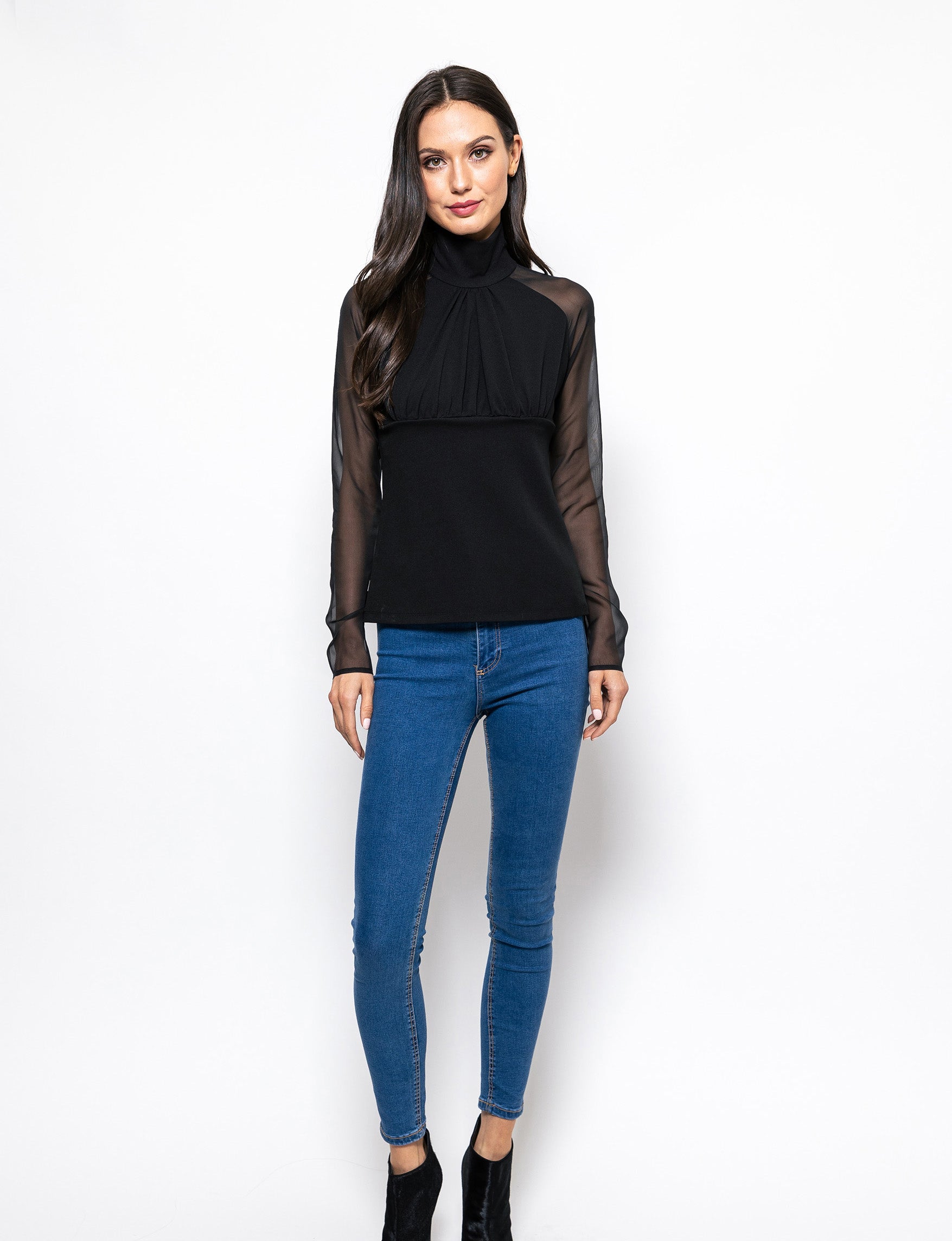 Warehouse sheer sales sleeve top